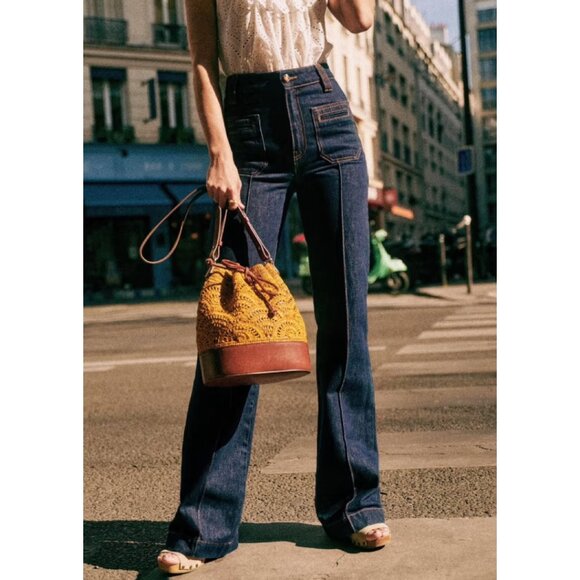 Sezane (Original) 70's Trousers - High Waist Jeans - Picture 3 of 8